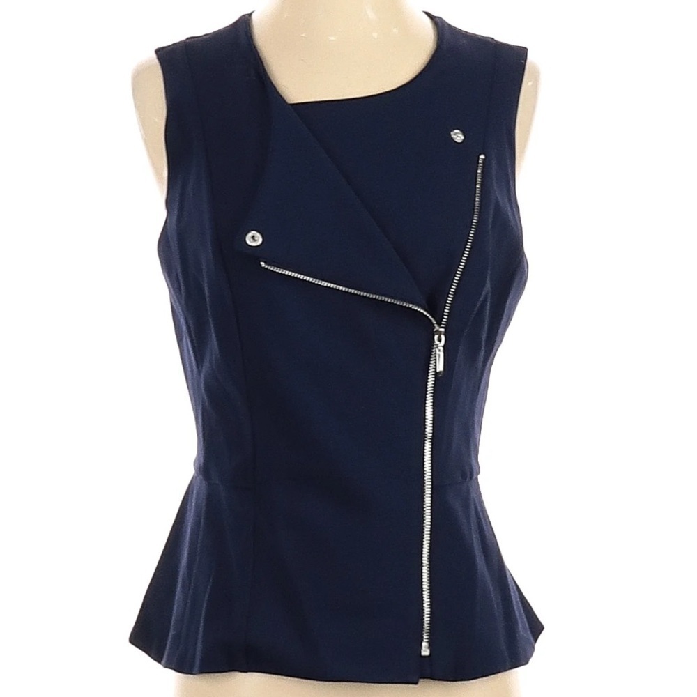 WHBM Navy Blue Peplum Top